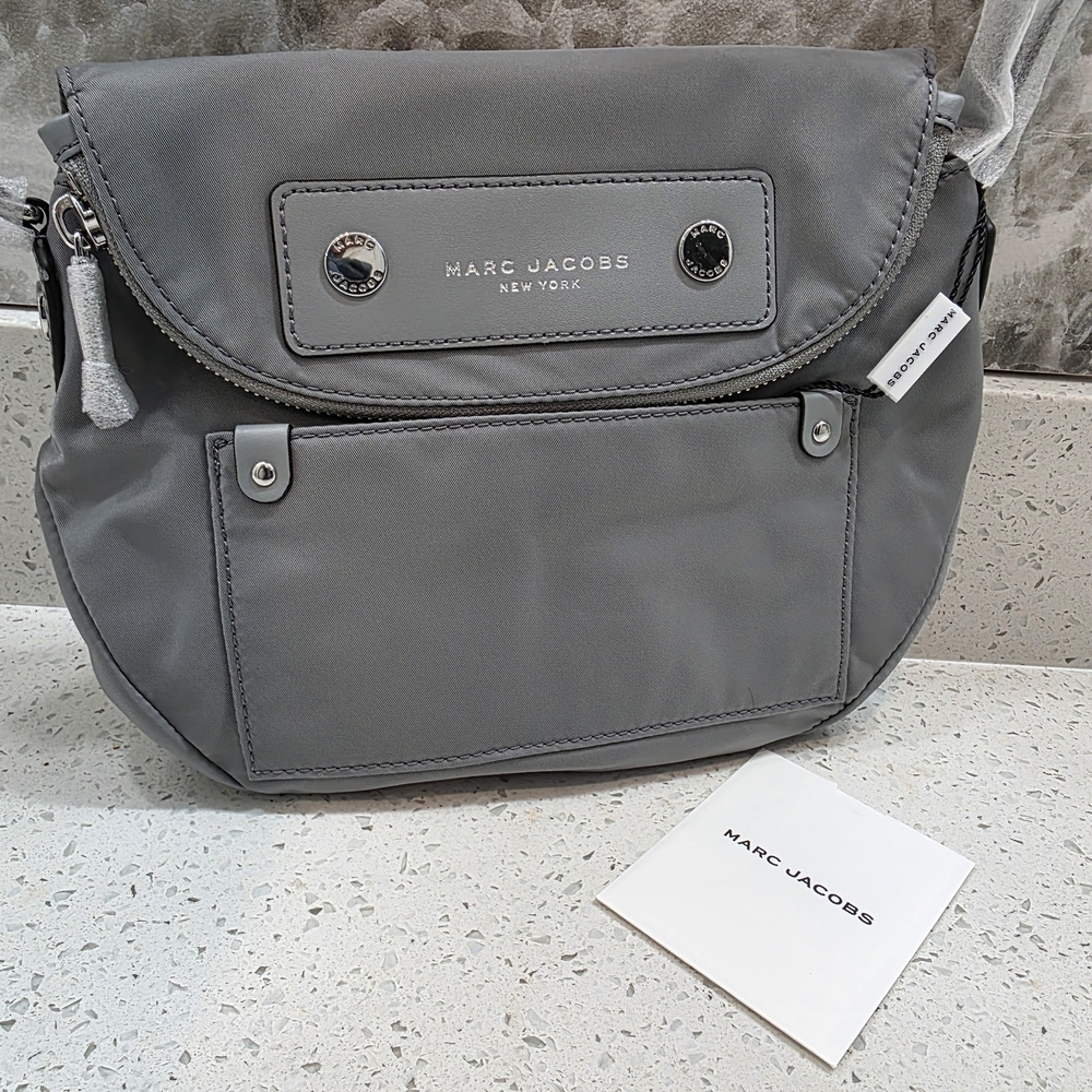 Marc Jacobs Preppy Natasha Gray Nylon Crossbody Bag - New